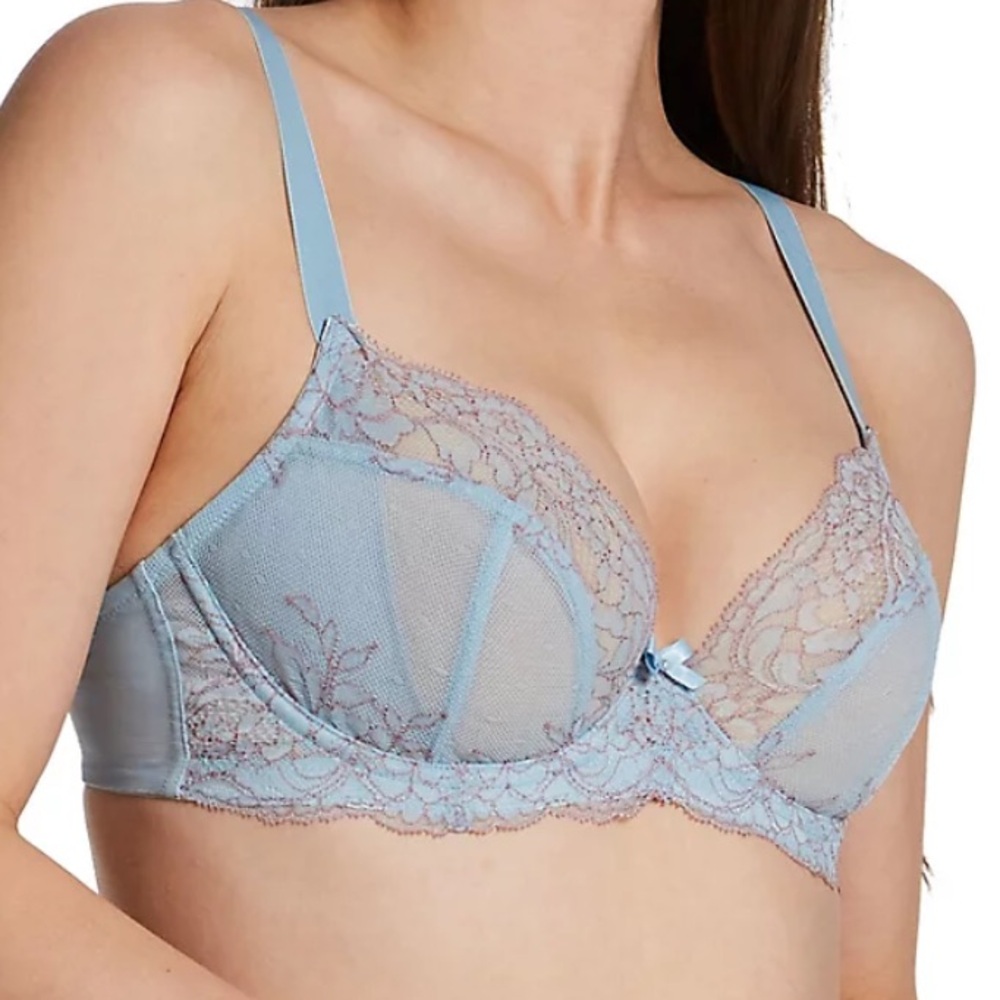 Panache Ana Non Padded Plunge Bra 32H Blue/Ash Rose
